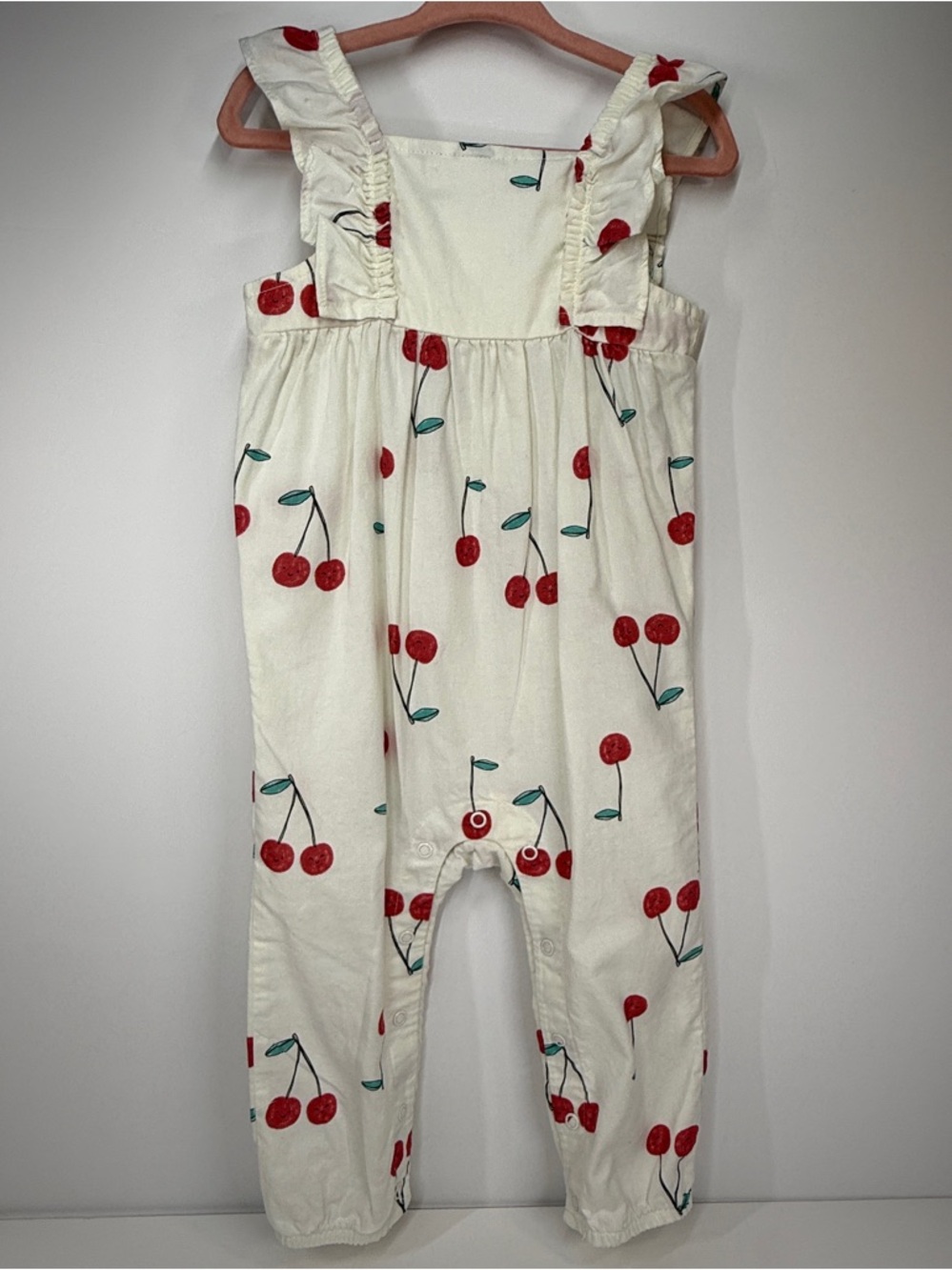 Carter's Baby Cherry Flutter Sleeves Jumpsuit-Ivory